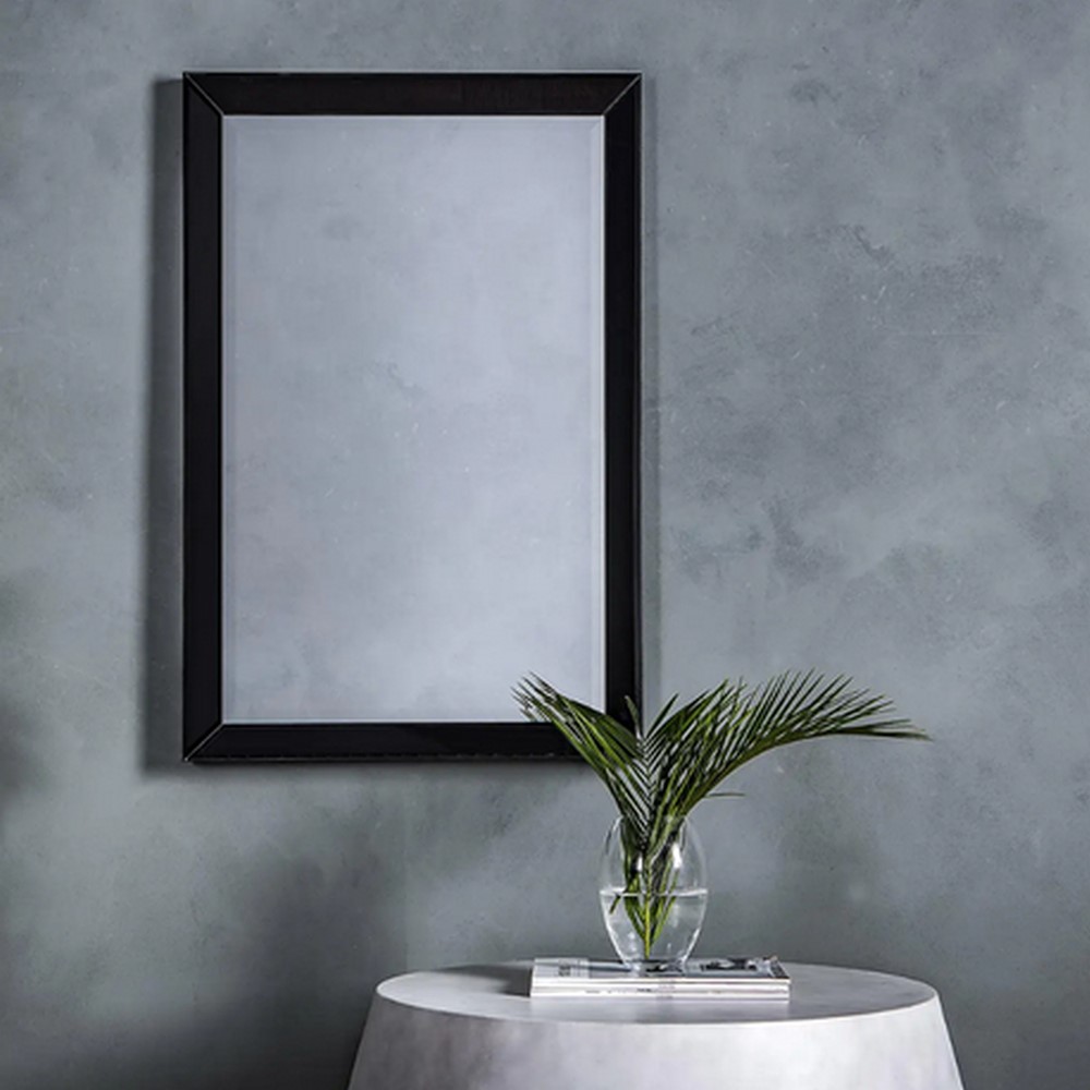 Luxe Tapi Rectangle Olivia Angled Glass Mirror in Black